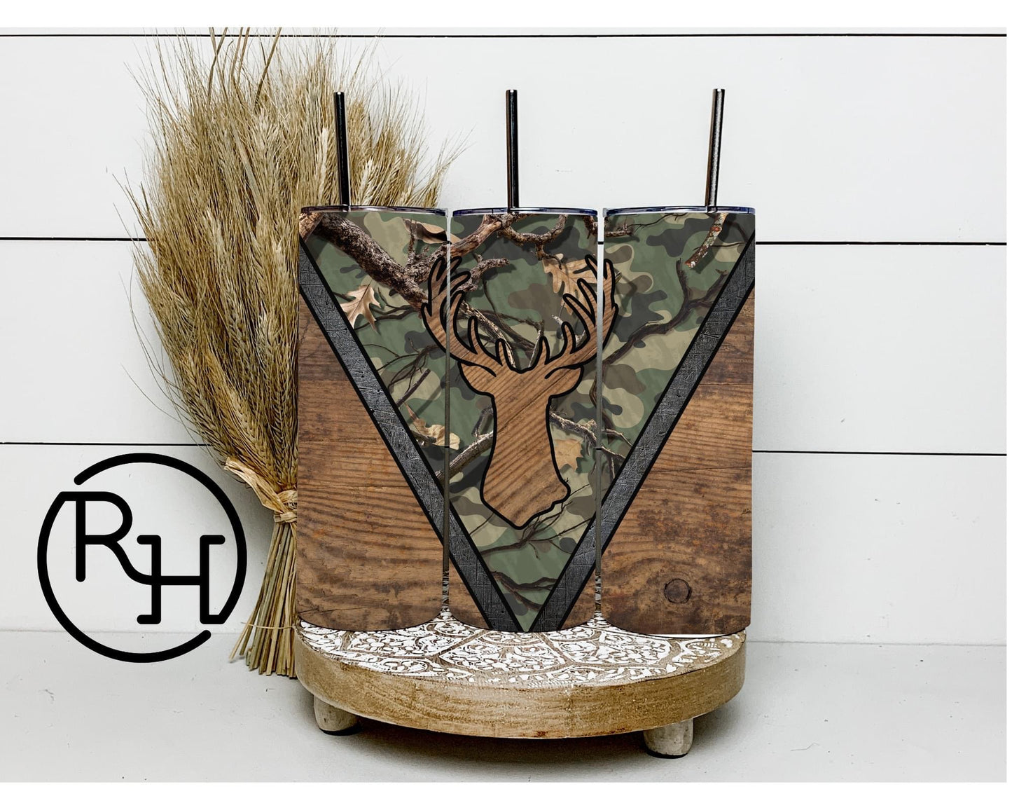 WOOD GRAIN / CAMO / DEER HEAD TUMBLER