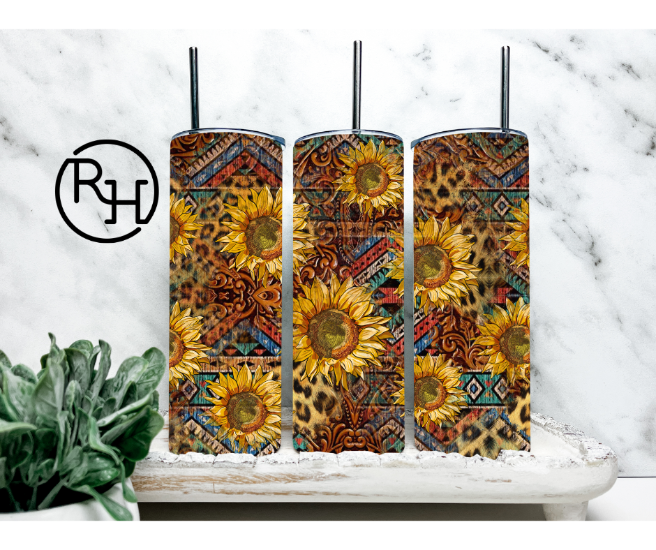 SUNFLOWER / AZTEC DESIGN TUMBLER