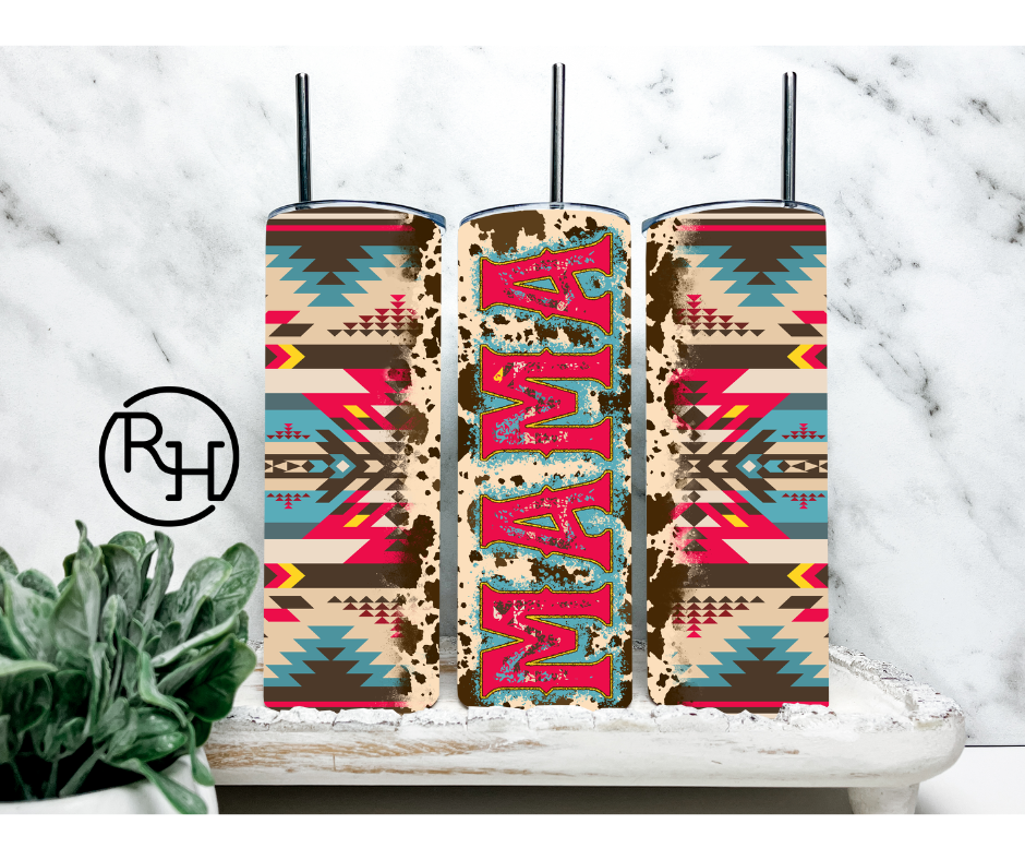 MAMA AZTEC COWPRINT TUMBLER