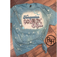 TURQUOISE COWHIDE & LACE TEE